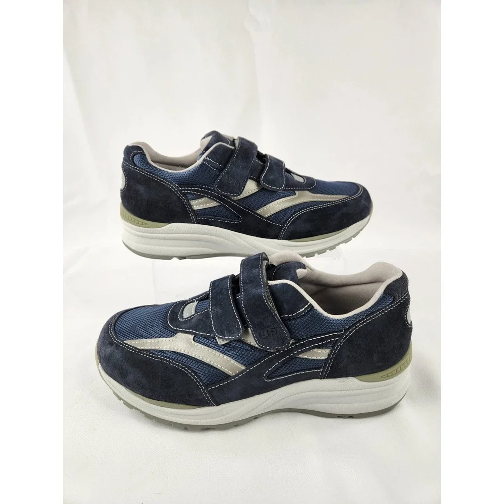 SAS JV Mesh Mens Sz 10 W Wide Navy Blue Suede Comfort Walking Sneakers Shoes‎